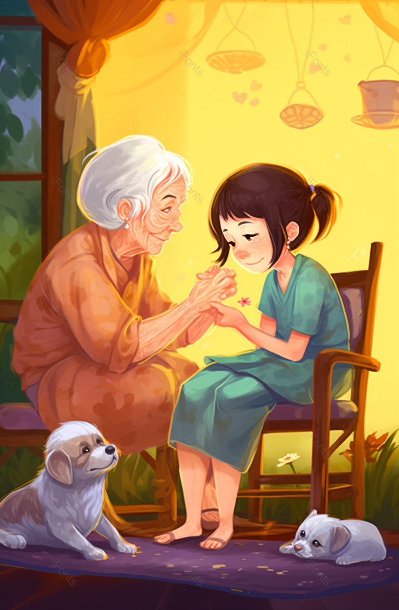 和奶奶坐着聊天感恩孝顺温馨背景图,插画/手绘图,插画/手绘图库,插画/手绘图下载,插画/手绘